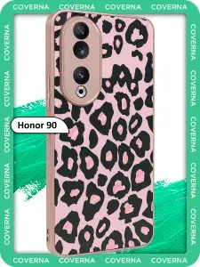 Силиконовый чехол с леопардовым принтом и эффектом металлик на Huawei Honor 90, для Хонор 90