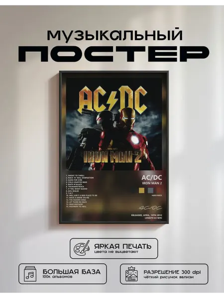 Postersbase Музыкальный постер ACDC - Iron Man 2 50x70
