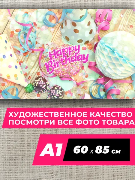 С днем рождения Party С днем рождения постер на стену A1