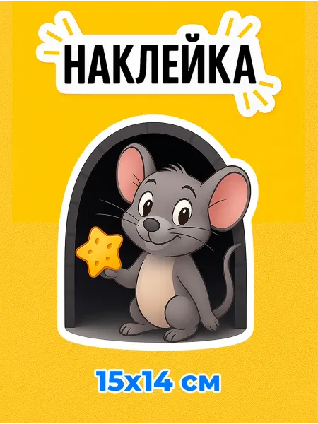 Наклейка мышонок с сыром