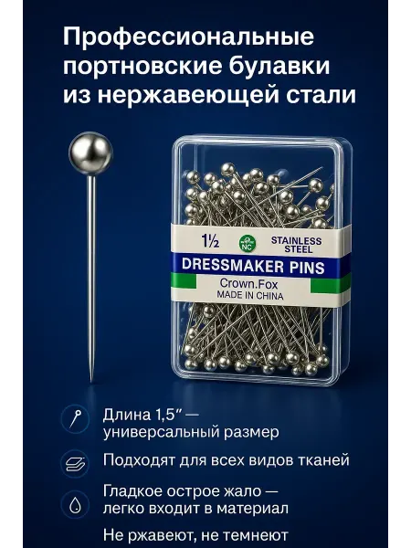 1001БАЙ Портновские булавки из нержавеющей стали