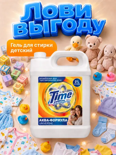 Timewelldone Гель для стирки детский 0 +, 5 литров универсальный
