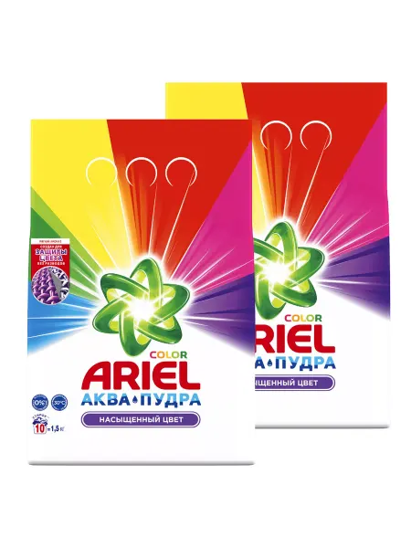 Ariel Порошок стиральный автомат Аква-Пудра Color 1,5кг 2шт