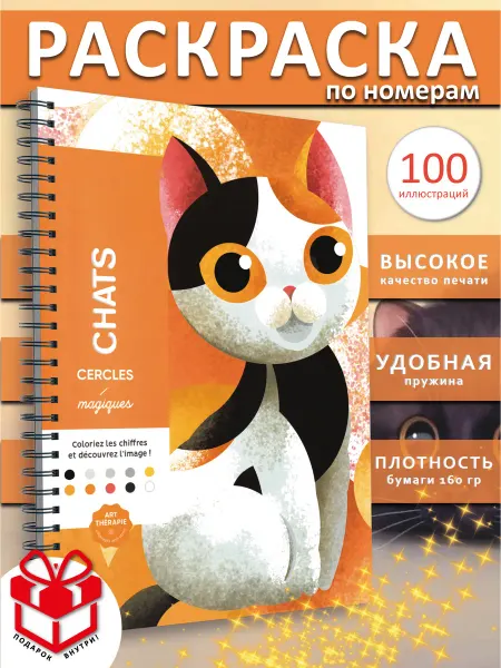 PAINT&CREATE Раскраска антистресс по номерам Coloriages mysteres кошки