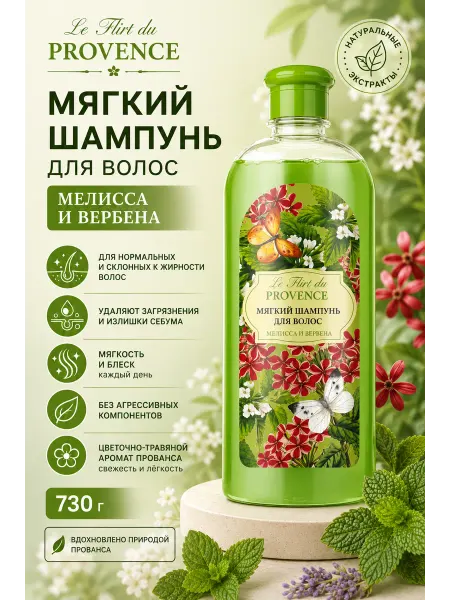 Le Flirt du Provence Мягкий шампунь для волос Мелисса и вербена