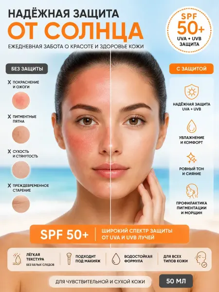ЖЖ инт SPF 50+ солнцезащитный крем для лица оригинал