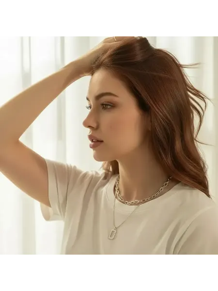 M.A.R.Y. Royal accessories Колье двойная цепь на шею серебристая с подвеской