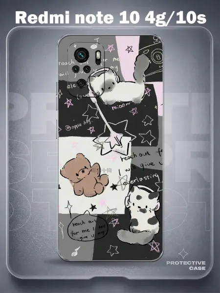 MeowCase Чехол на Redmi Note 10 4G с принтом милый зайчик