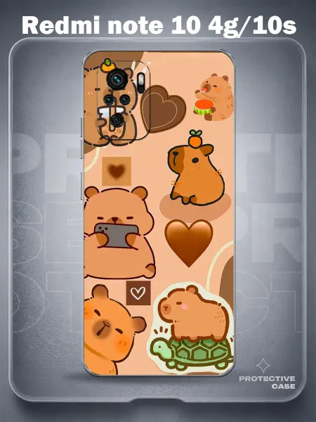 MeowCase Чехол на Redmi Note 10 4G с принтом капибара