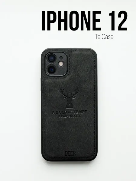 TelCase Чехол кожаный на iphone 12 с защитой камеры