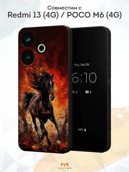 Мобилиус Чехол на Redmi 13 (4G) Poco M6 (4G) с принтом Лошадь
