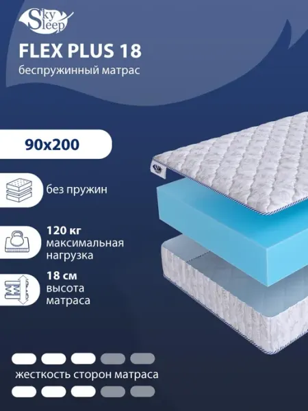 SkySleep Матрас 90x200 на кровать беспружинный ортопедический, рулон