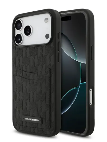 Karl Lagerfeld Чехол на iPhone 17 Pro из экокожи с картхолдером PU Saffiano