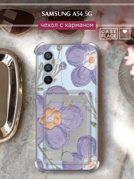 Samsung Чехол на A54 5G с картой с цветочками
