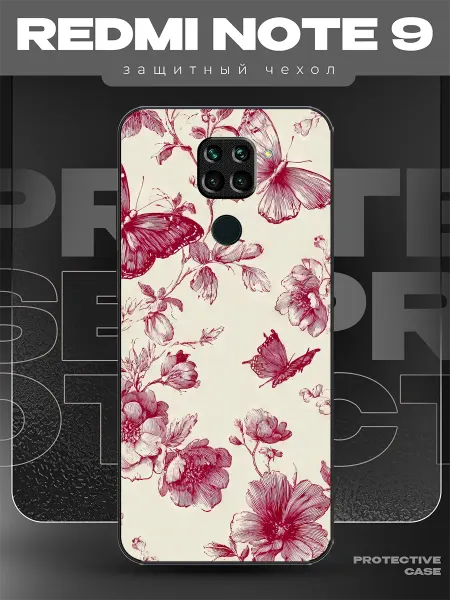 MeowCase Чехол на Redmi Note 9 с принтом y2k бабочки
