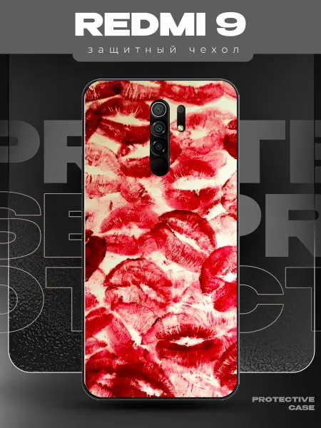 MeowCase Чехол на Redmi 9 с принтом поцелуи губы