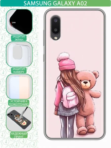 InThisCase Чехол на Samsung Galaxy A02 с принтом Мишка