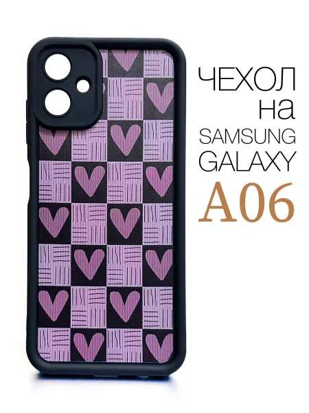 Red Cat Чехол на Samsung Galaxy A06 Сердечки в клеточку