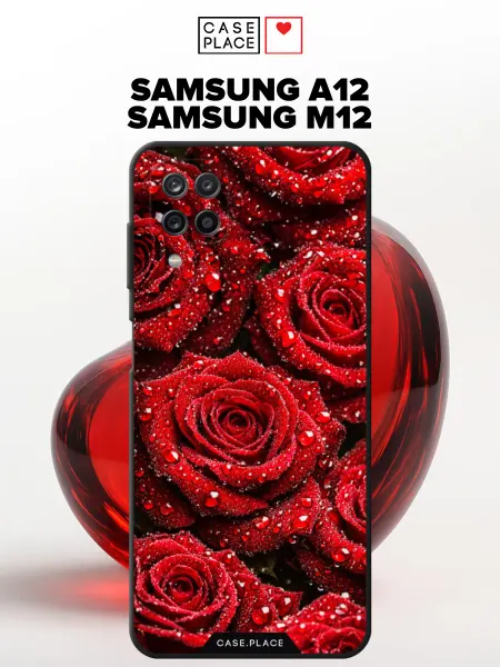 Samsung Матовый чехол на A12 M12 с розами