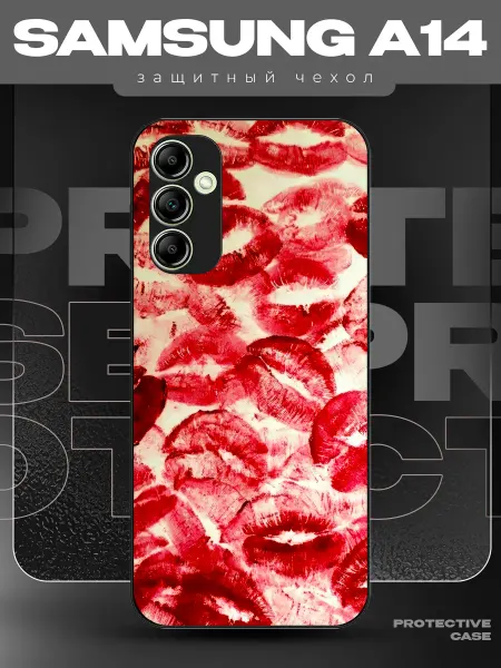 MeowCase Чехол на Samsung A14 с принтом поцелуи губы