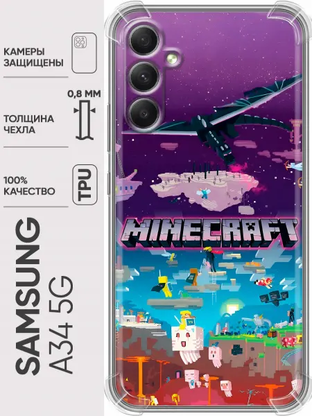 Trendmall Чехол на Samsung Galaxy A34 Minecraft