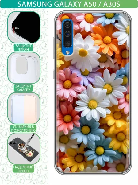 InThisCase Чехол на Samsung Galaxy A50 с принтом Цветочки