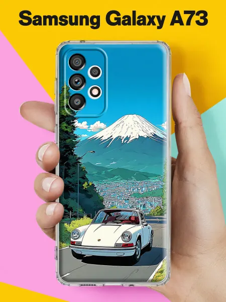 Samsung Чехол на A73 с принтом Дорога к Фудзи