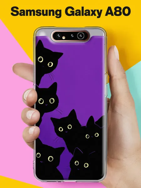 Samsung Чехол на A80 с принтом Любопытные котики