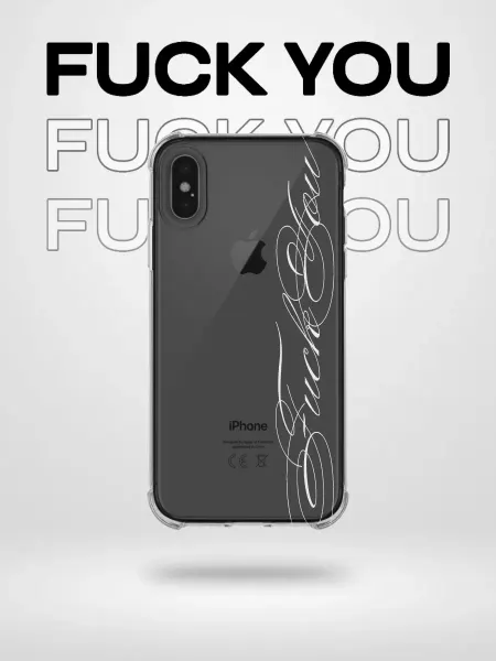 ATW Прозрачный чехол на iPhone X и XS с белой надписью Y2K