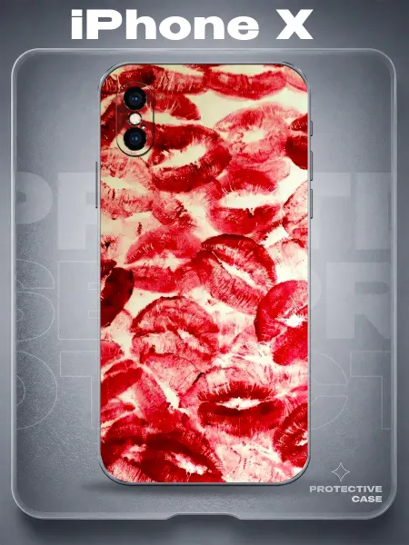 MeowCase Чехол на iPhone X с принтом поцелуи губы