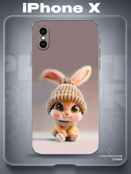 MeowCase Чехол на iPhone X с принтом милый зайчик