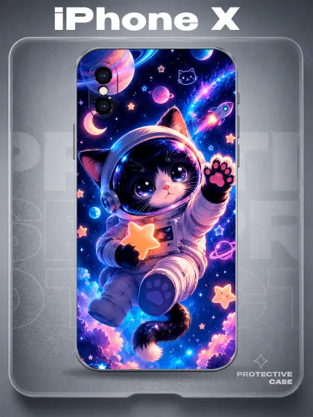 MeowCase Чехол на iPhone X с принтом космический кот