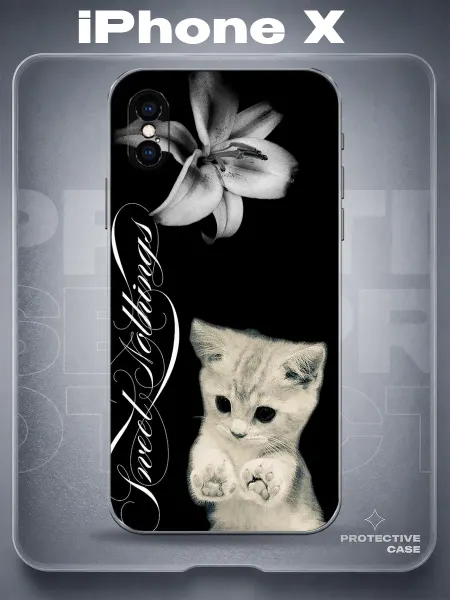 MeowCase Чехол на iPhone X с принтом у2к котик