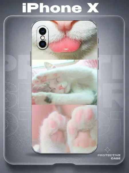 MeowCase Чехол на iPhone X с принтом c милым котиком