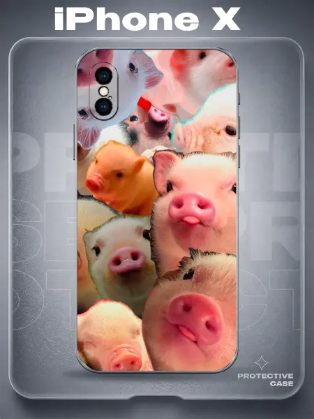 MeowCase Чехол на iPhone X с принтом милые свинки
