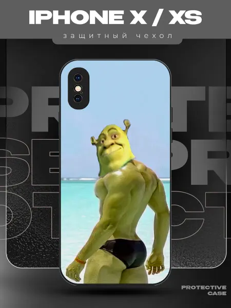 MeowCase Чехол на iPhone X с принтом шрек прикол