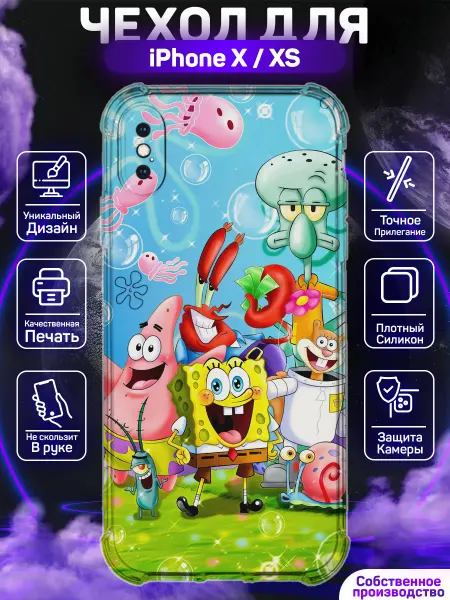 MoonlightCase Чехол на iPhone X XS с принтом Спанч Боб