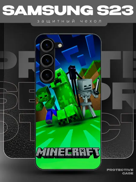 MeowCase Чехол на Samsung S23 с принтом майнкрафт