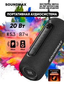 Soundmax Колонка беспроводная акустическая SM-PS5026B, 20 Вт