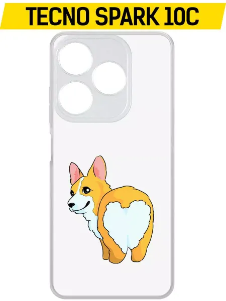 Krutoff Чехол-накладка Clear Case Рисованный корги вид 2 для TECNO S
