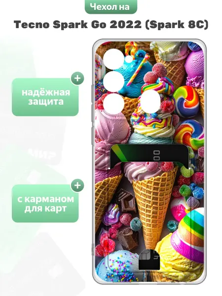 SuperPrint Чехол с отделом для карт для Tecno Spark Go 2022