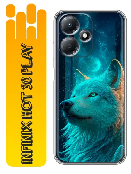 360skin Чехол на Infinix Hot 30 Play волк и луна
