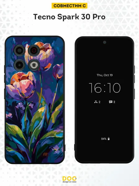 DesignOnCase Чехол на Tecno Spark 30 Pro с принтом Тюльпаны