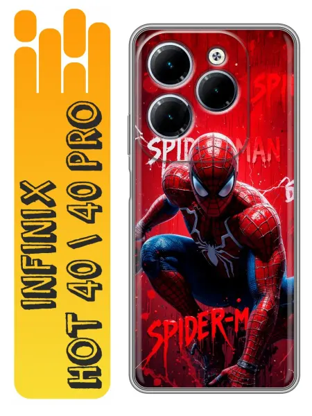 360skin Чехол на Infinix Hot 40, 40 Pro Spiderman Человек паук