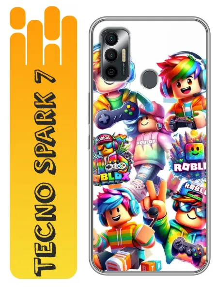 360skin Чехол на Tecno Spark 7 Roblox (для мальчика) Роблокс