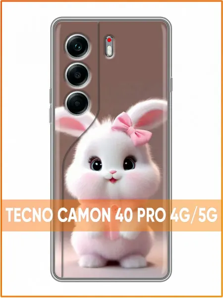 Case Face Чехол на Tecno Camon 40 Pro 4G с принтом Зайчик с бантиком