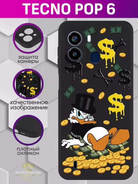 MustHaveCase Чехол на Tecno Pop 6 с принтом Богатенький Скрудж