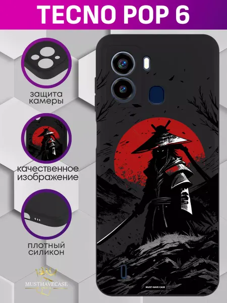 MustHaveCase Чехол на Tecno Pop 6 с принтом Самурай