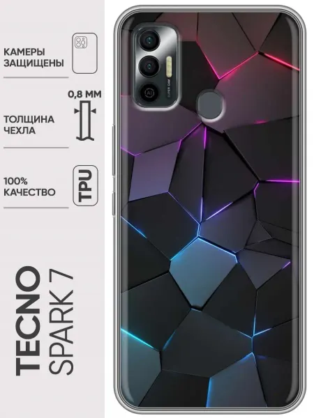 Trendmall Чехол на Tecno Spark 7 геометрия неона (мужской)