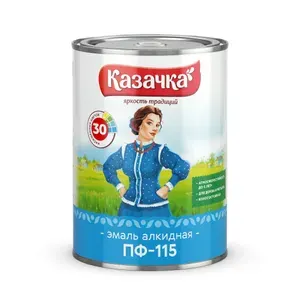 Эмаль ПФ-115 Казачка 0.9 кг Зеленая,Алкидная,Атмосферостойкая,Износостойкая для дерева и металла